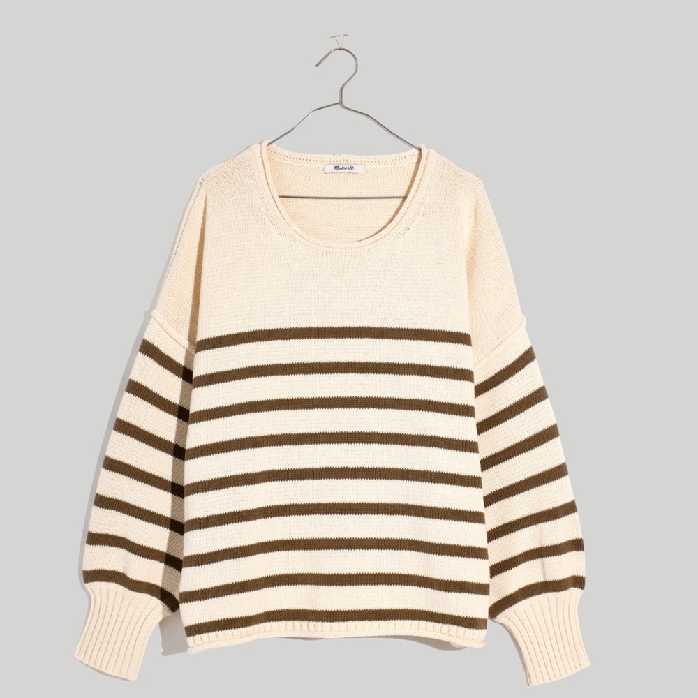 Madewell Conway Pullover in Stripe —Olive Stripe